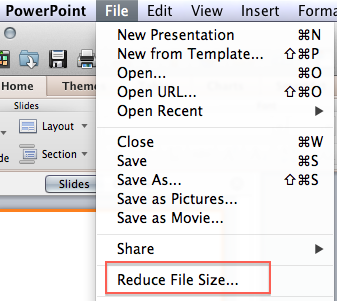 office for mac reduce powerpoint size